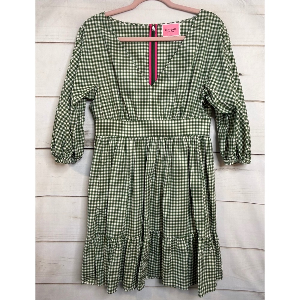 kate spade Green and White Gingham Mini Dress